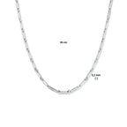 Collier paperclip vierkante buis 3,2 mm 45 cm zilver gerhodineerd