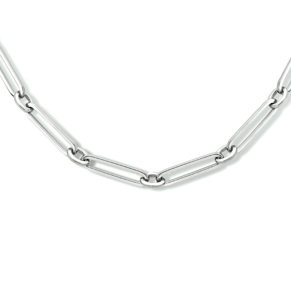 Collier paperclip vierkante buis 4,0 mm 45 cm zilver gerhodineerd