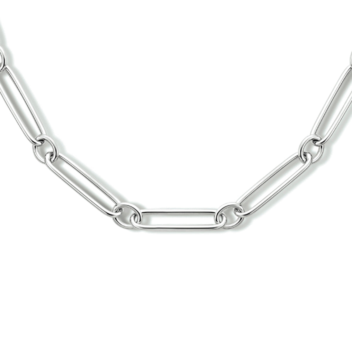 Collier paperclip ronde buis 5,0 mm 45 cm zilver gerhodineerd