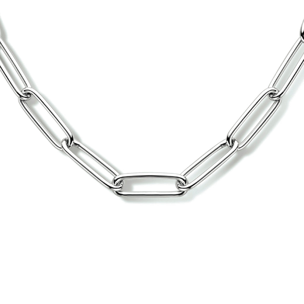 Collier paperclip ronde buis 5,6 mm 45 cm zilver gerhodineerd