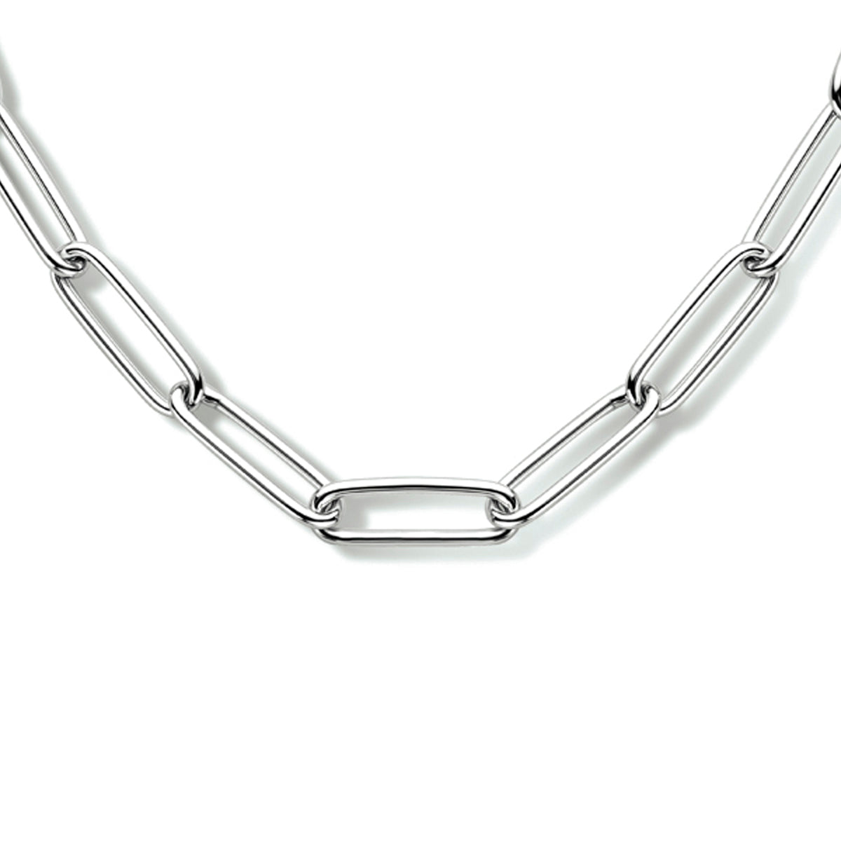 Collier paperclip ronde buis 5,6 mm 45 cm zilver gerhodineerd