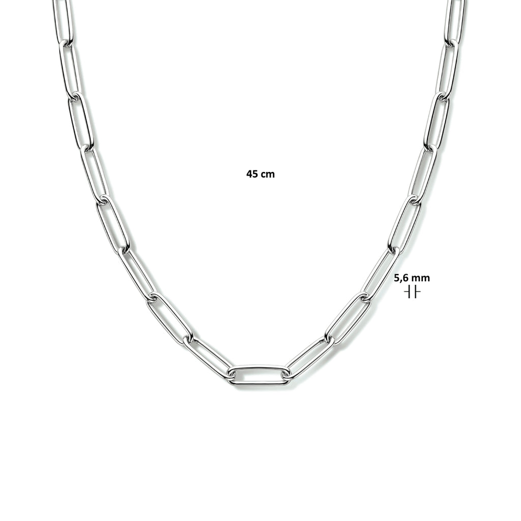 Collier paperclip ronde buis 5,6 mm 45 cm zilver gerhodineerd