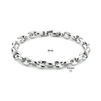 Armband koffieboon 7,4 mm 20 cm zilver gerhodineerd