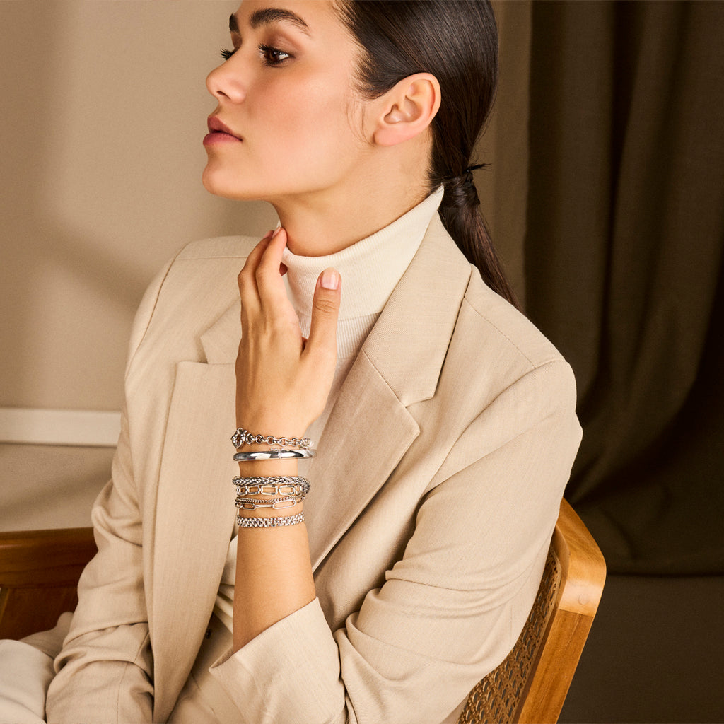 Armband panter 6,9 mm 19 cm zilver gerhodineerd