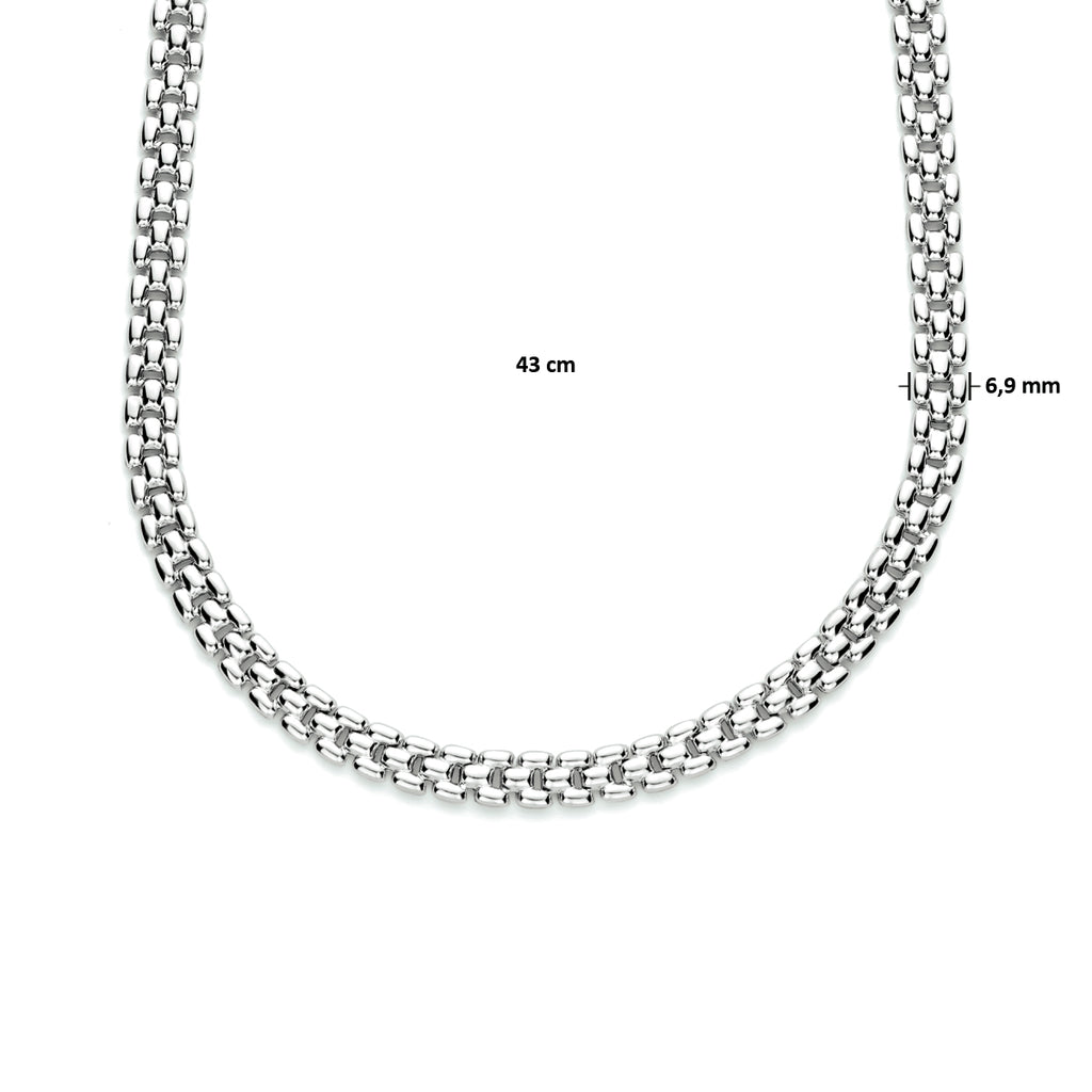 Collier panter 6,9 mm 43 cm zilver gerhodineerd