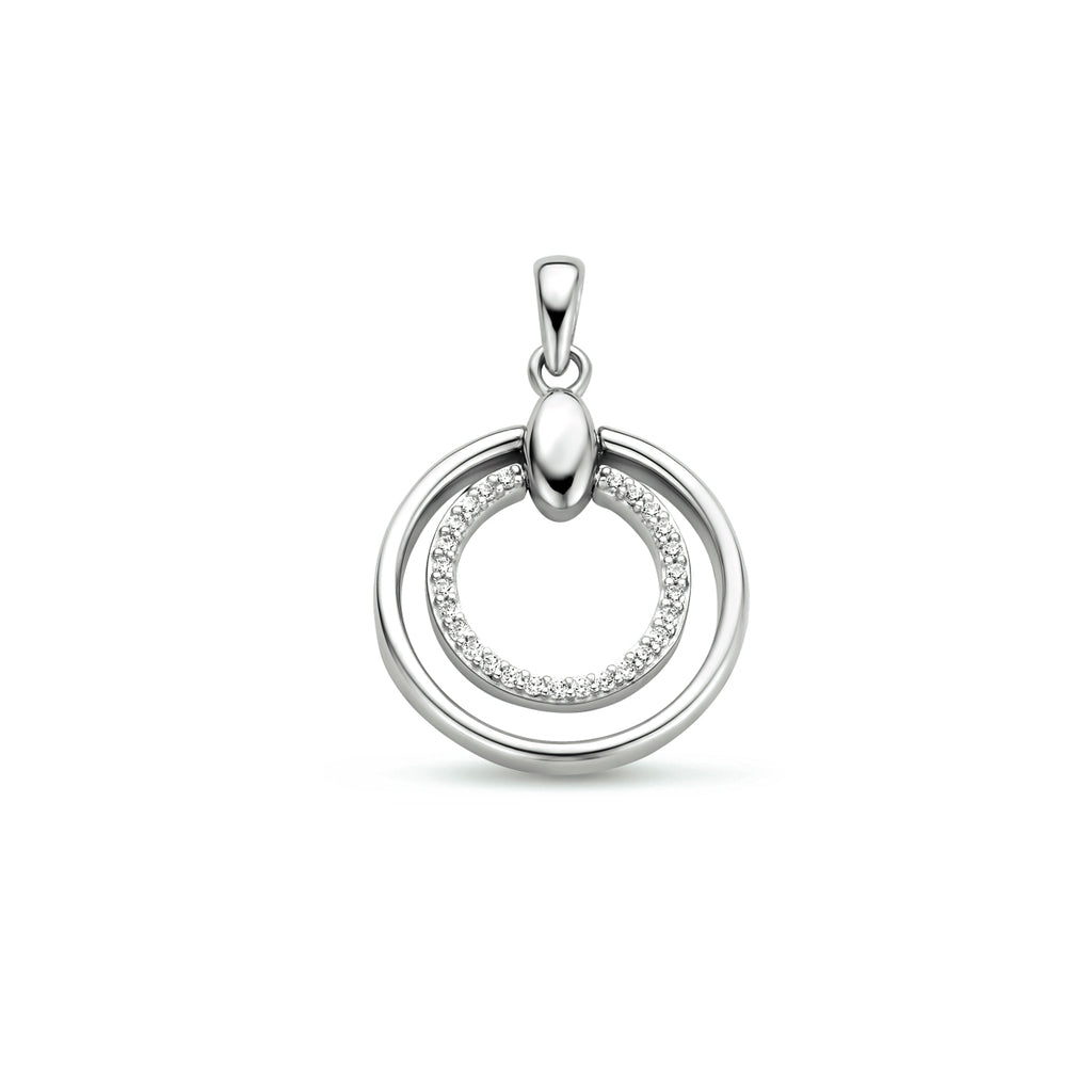 Hanger rond zirkonia zilver gerhodineerd