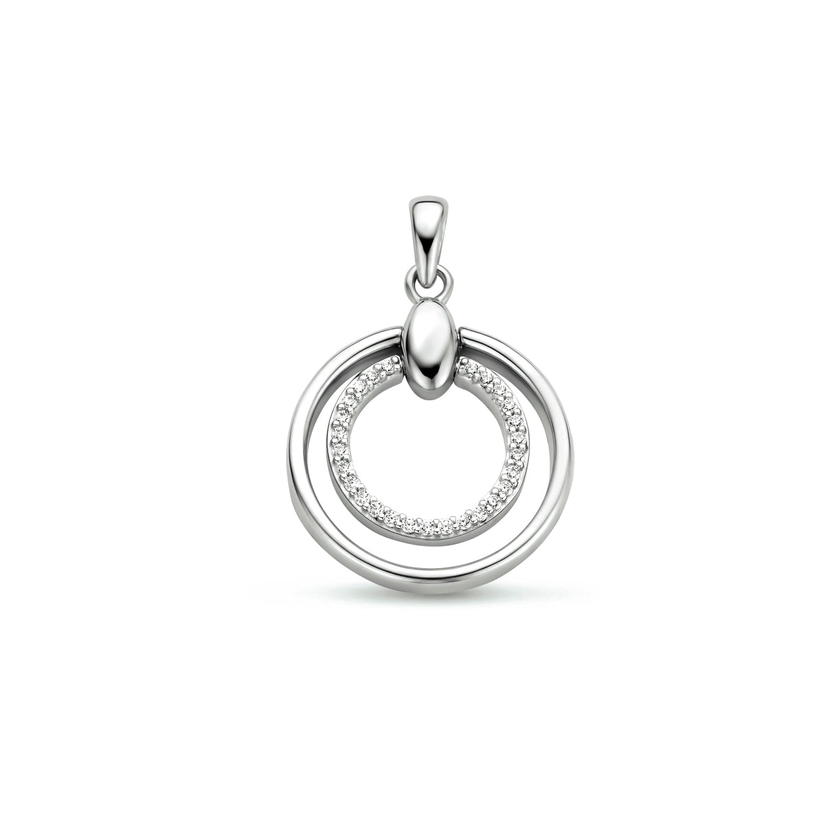 Hanger rond zirkonia zilver gerhodineerd