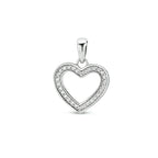 Hanger hart zirkonia zilver gerhodineerd