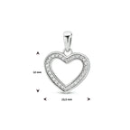 Hanger hart zirkonia zilver gerhodineerd