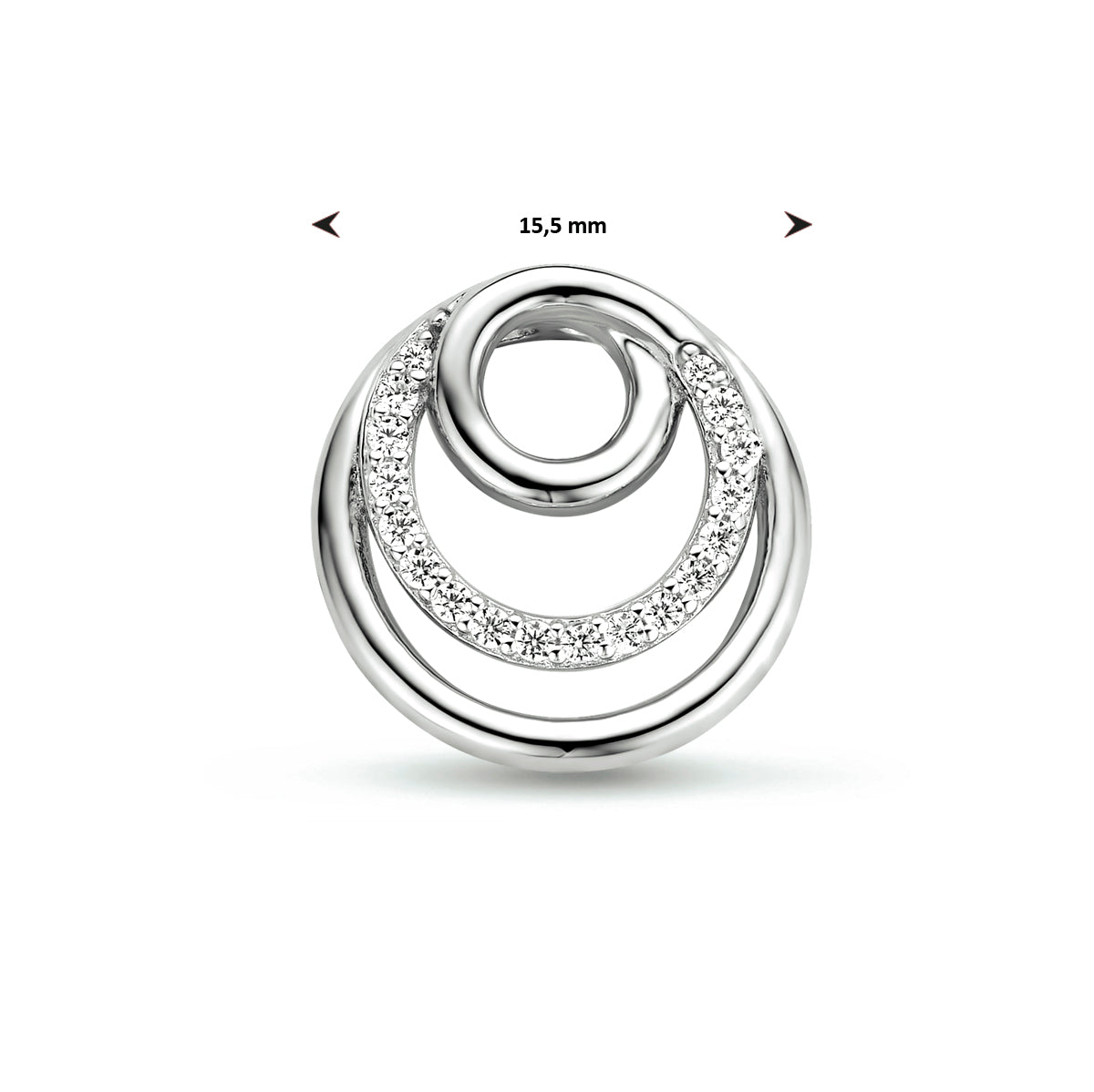 Hanger rondje zirkonia zilver gerhodineerd