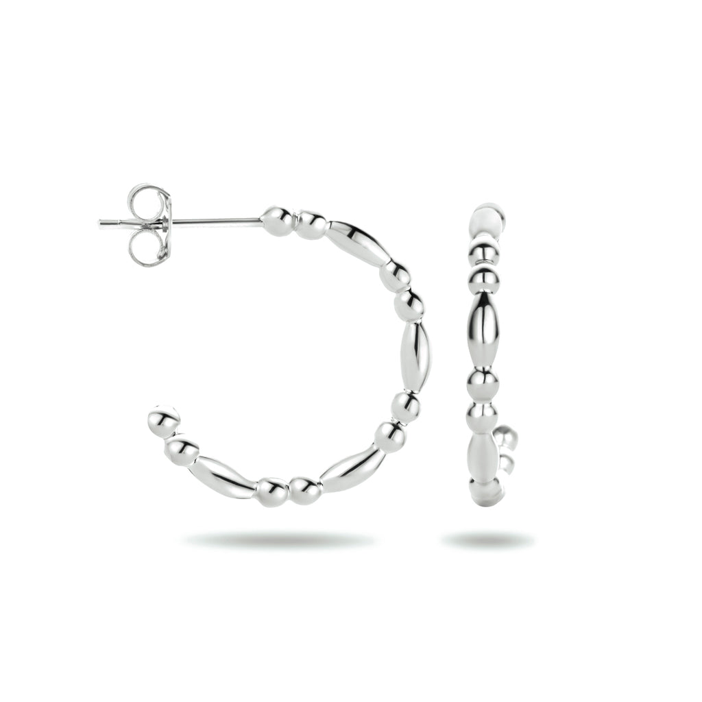 Stekeroorringen bolletjes zilver gerhodineerd