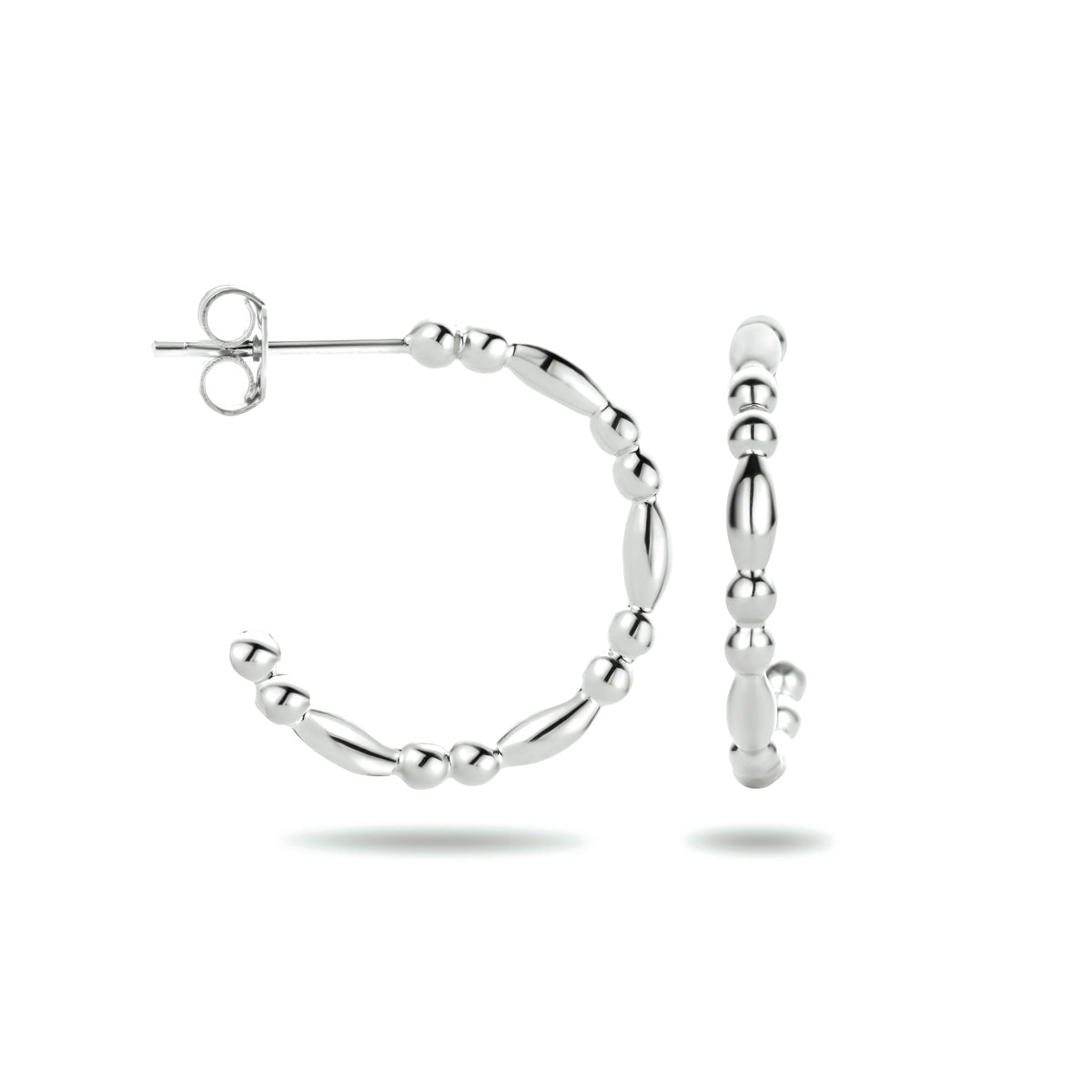 Stekeroorringen bolletjes zilver gerhodineerd