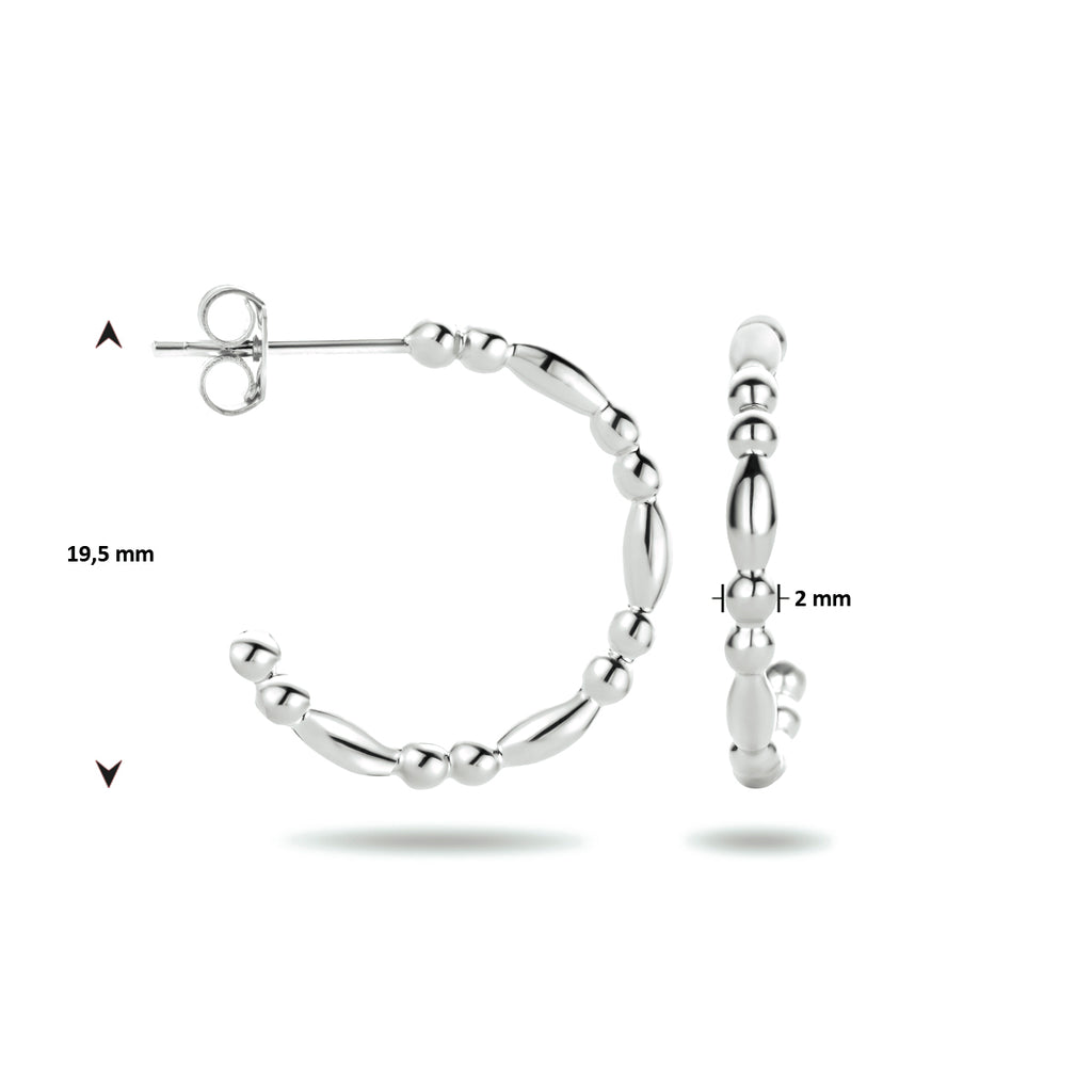 Stekeroorringen bolletjes zilver gerhodineerd