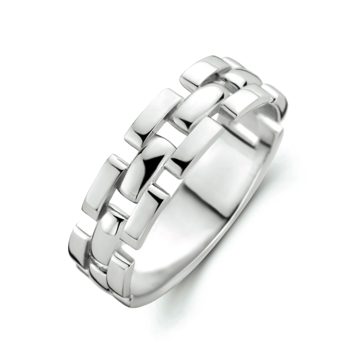 Ring schakel zilver gerhodineerd