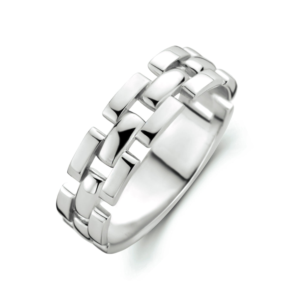 Ring schakel zilver gerhodineerd