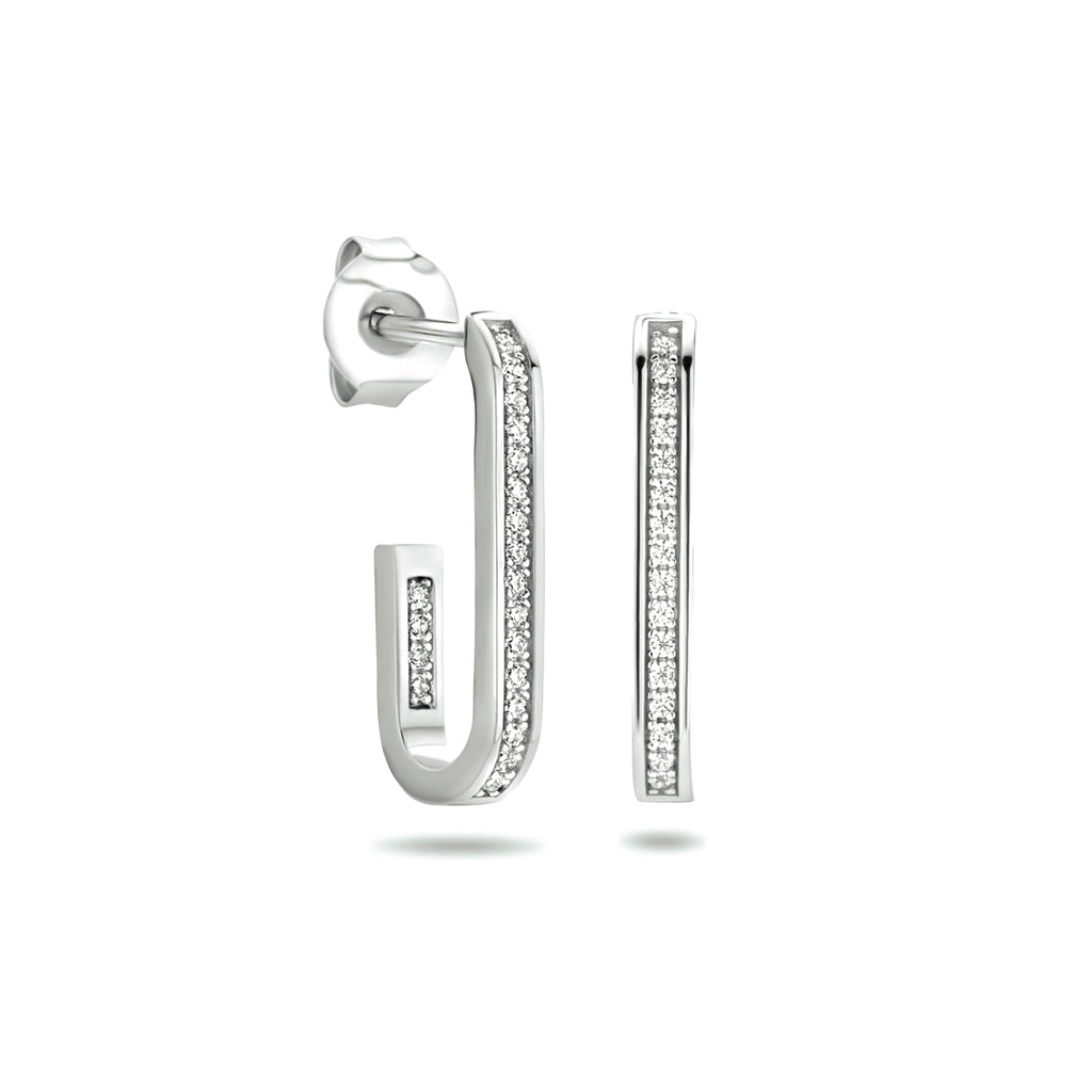 Stekeroorringen zirkonia zilver gerhodineerd