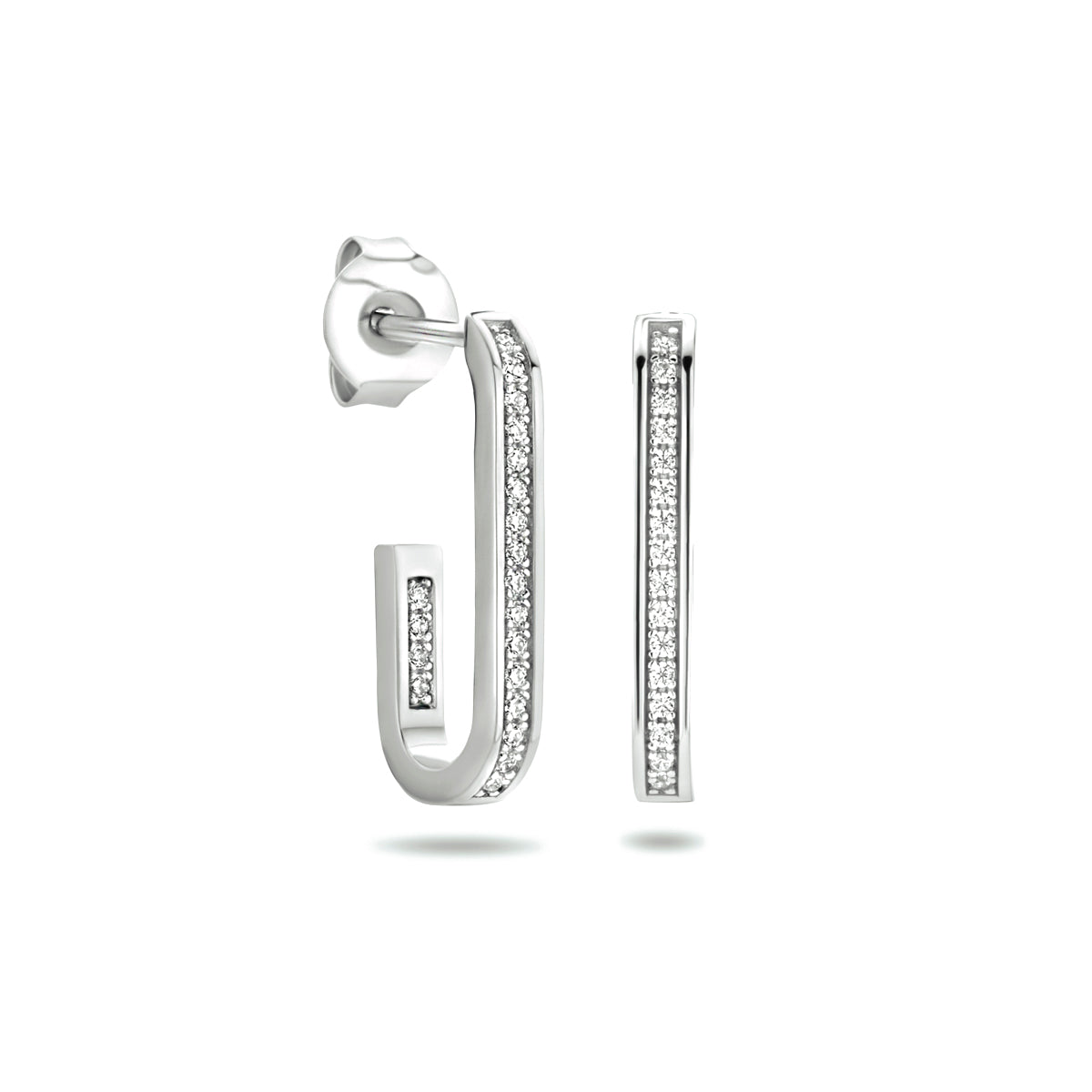 Stekeroorringen zirkonia zilver gerhodineerd