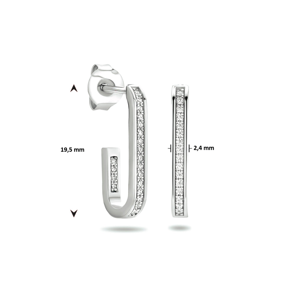 Stekeroorringen zirkonia zilver gerhodineerd