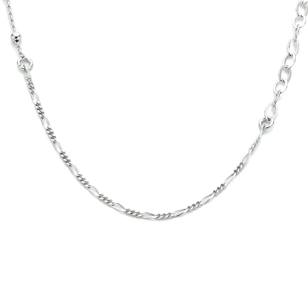 Combi-collier schakels 3,8 mm 41 + 4 cm zilver gerhodineerd