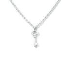 Collier sleutel 41 + 4 cm zilver gerhodineerd