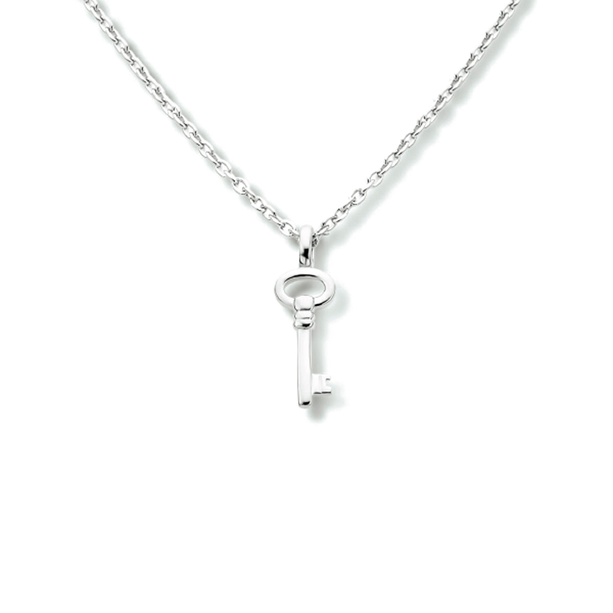 Collier sleutel 41 + 4 cm zilver gerhodineerd
