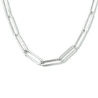 Collier paperclip plat 4,3 mm 42 + 2 cm zilver gerhodineerd