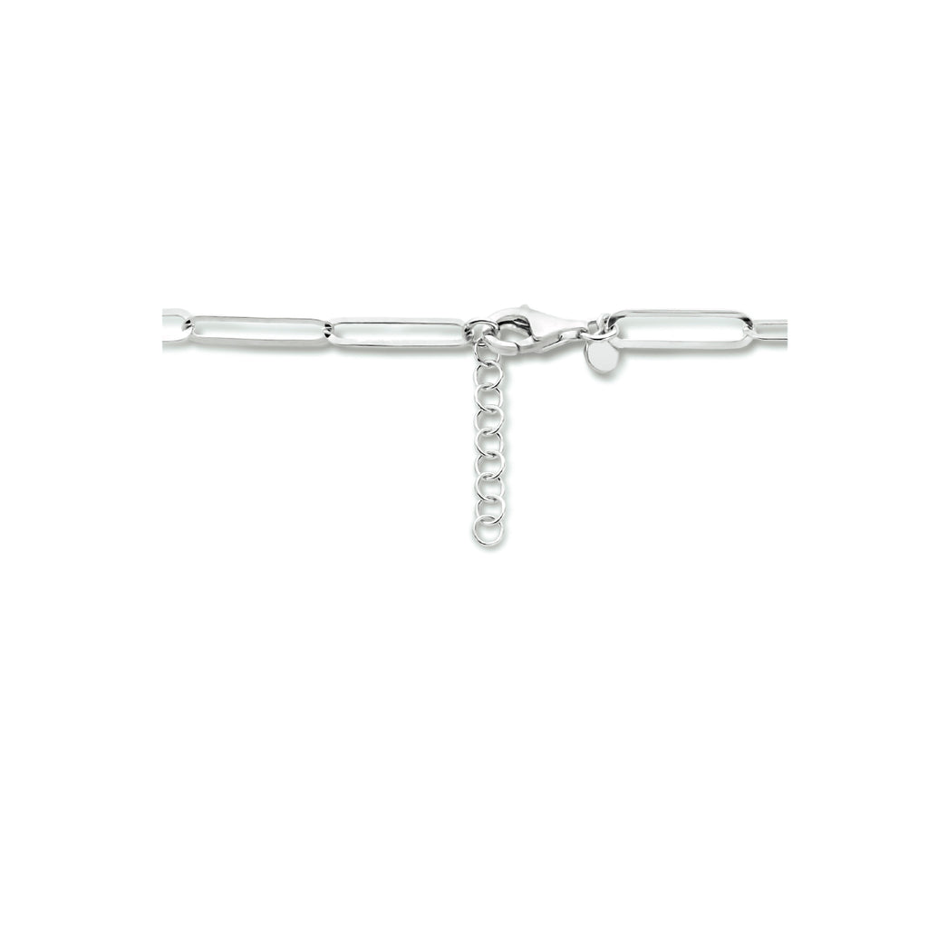 Collier paperclip plat 4,3 mm 42 + 2 cm zilver gerhodineerd