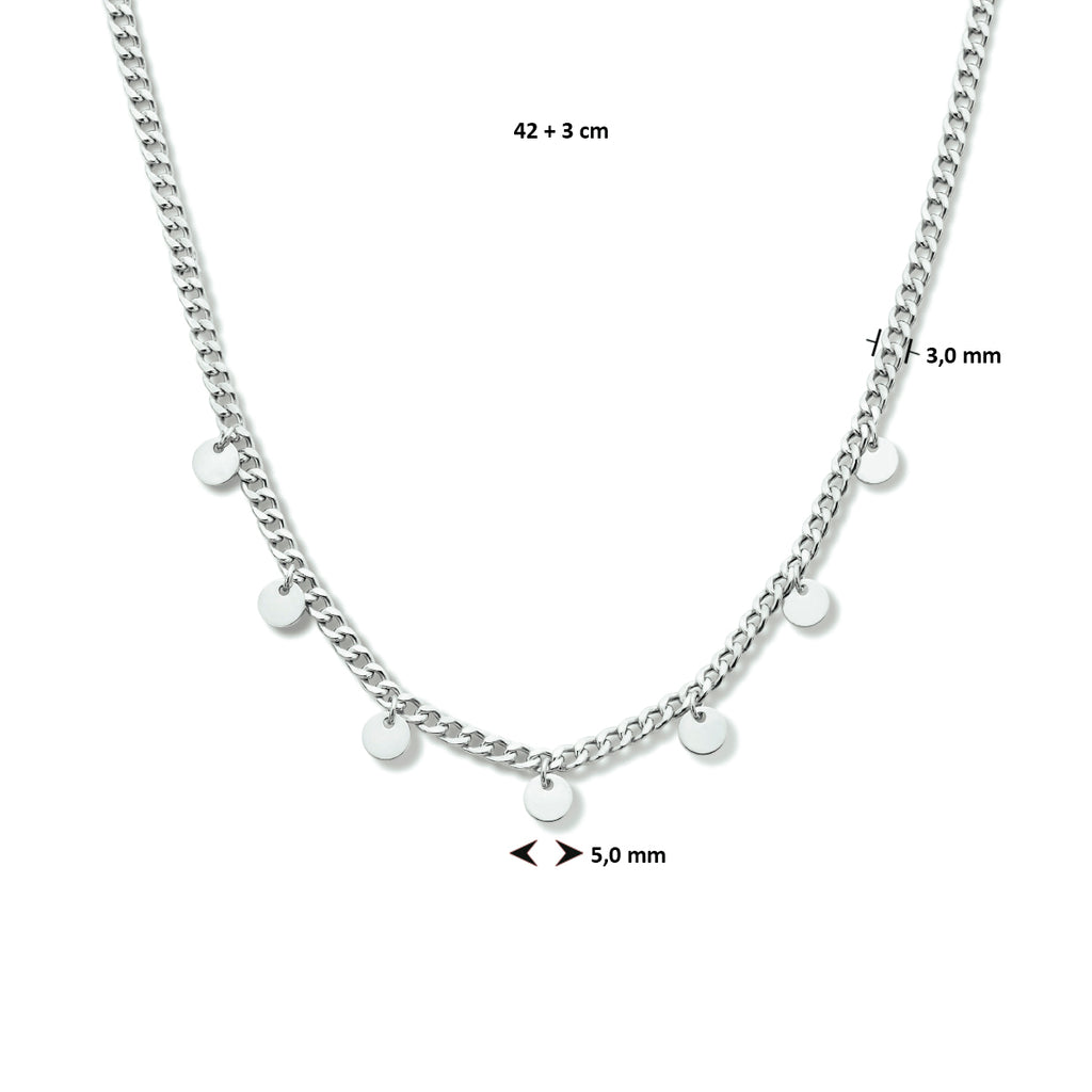 Collier rondje 42 + 3 cm zilver gerhodineerd