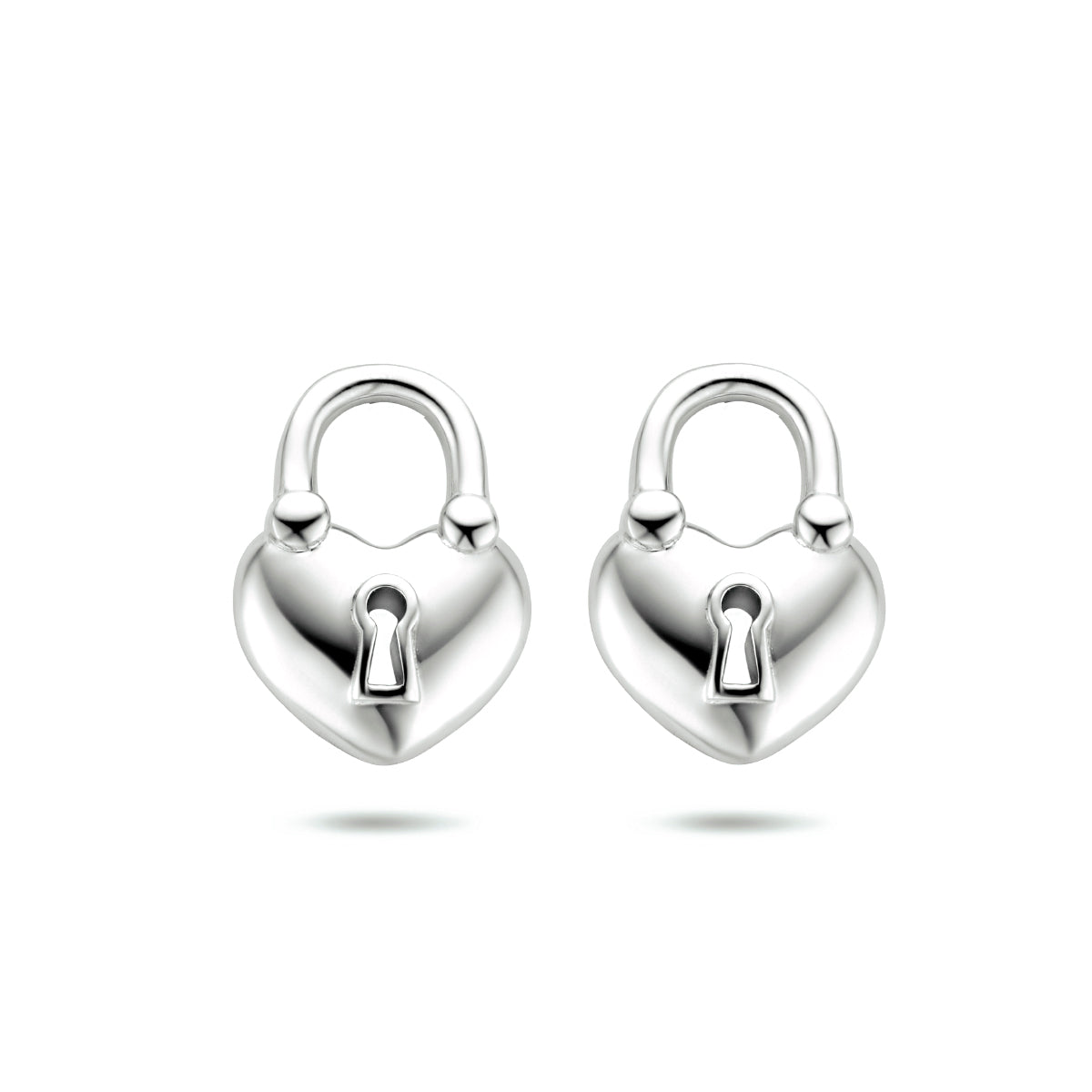 Oorknoppen hartje/slotje zilver gerhodineerd