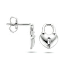 Oorknoppen hartje/slotje zilver gerhodineerd