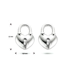 Oorknoppen hartje/slotje zilver gerhodineerd