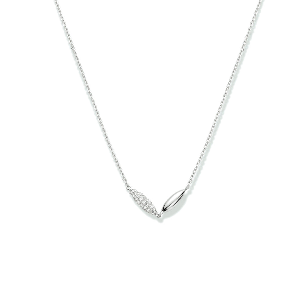 Collier ovaaltjes zirkonia 60 cm zilver gerhodineerd