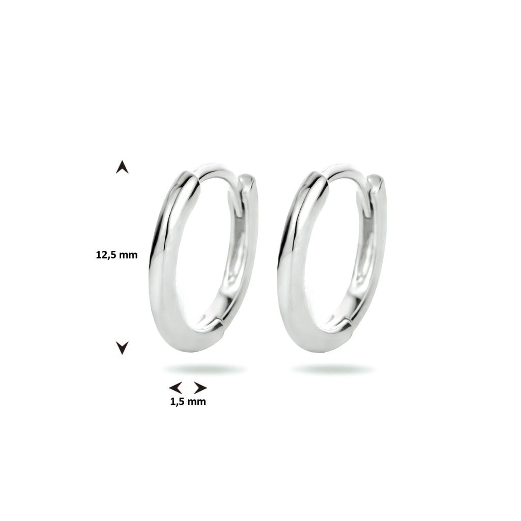 Klapoorringen half rond zilver gerhodineerd