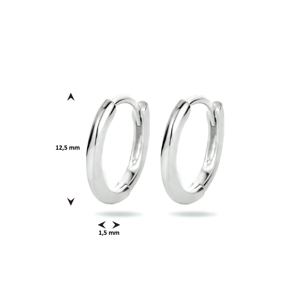 Klapoorringen half rond zilver gerhodineerd