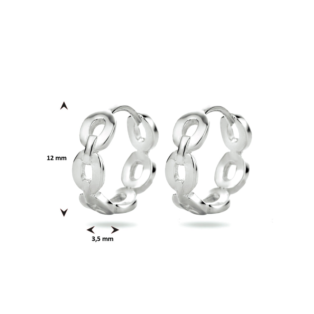 Klapoorringen schakel zilver gerhodineerd