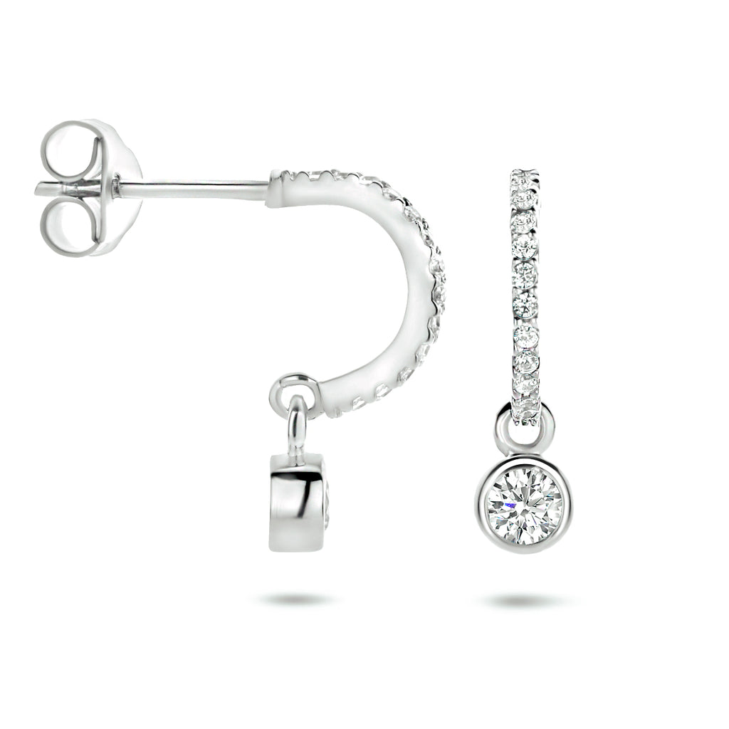 Stekeroorringen zirkonia zilver gerhodineerd