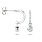 Stekeroorringen zirkonia zilver gerhodineerd