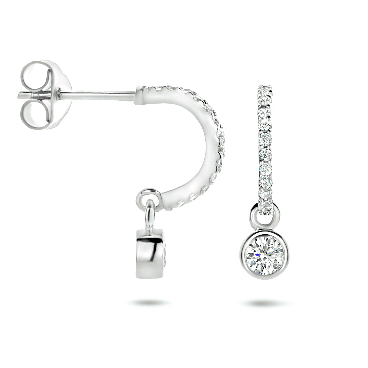 Stekeroorringen zirkonia zilver gerhodineerd