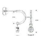 Stekeroorringen zirkonia zilver gerhodineerd