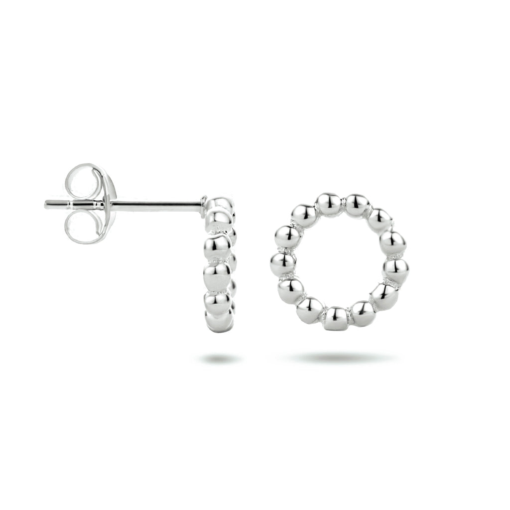 Oorknoppen rondje zilver gerhodineerd