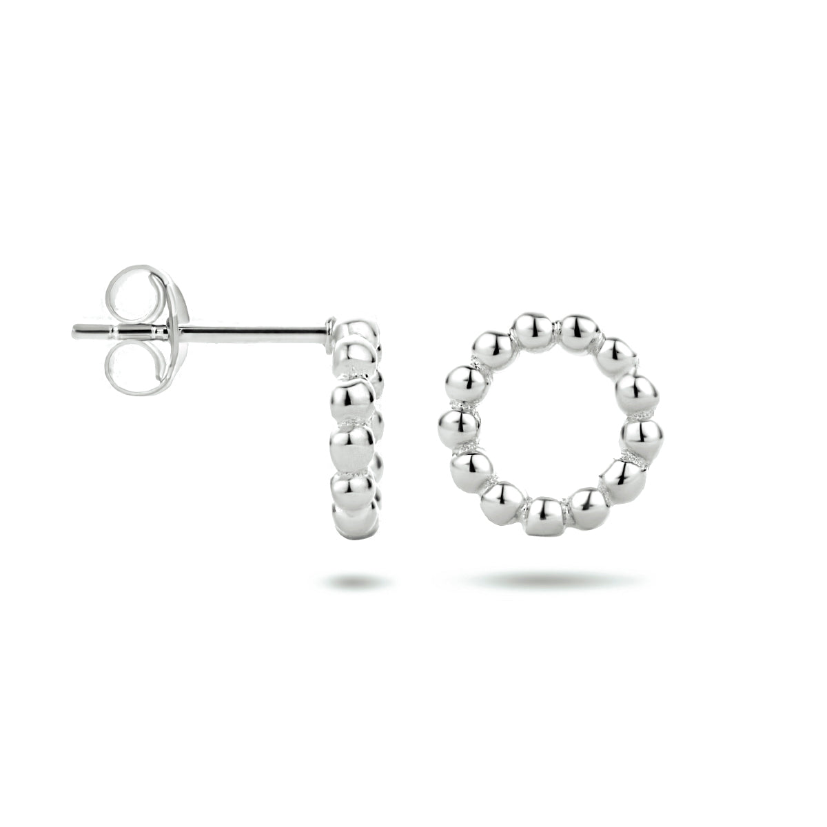 Oorknoppen rondje zilver gerhodineerd