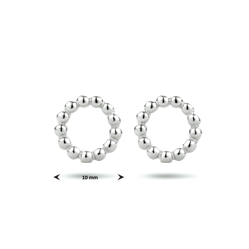 Oorknoppen rondje zilver gerhodineerd