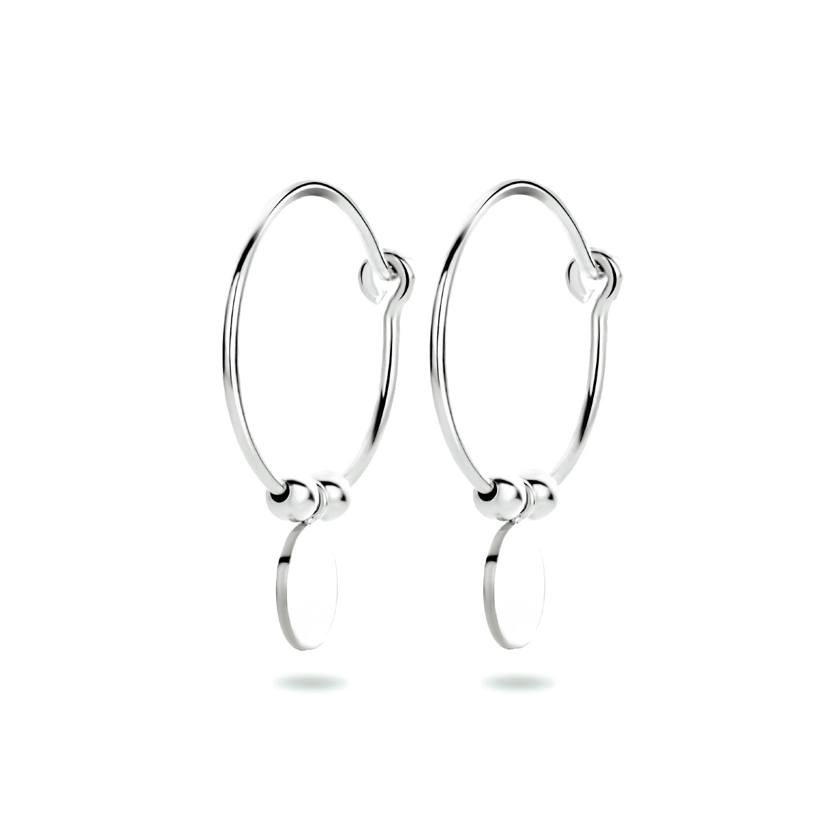 Oorringen rondje bolletjes zilver gerhodineerd