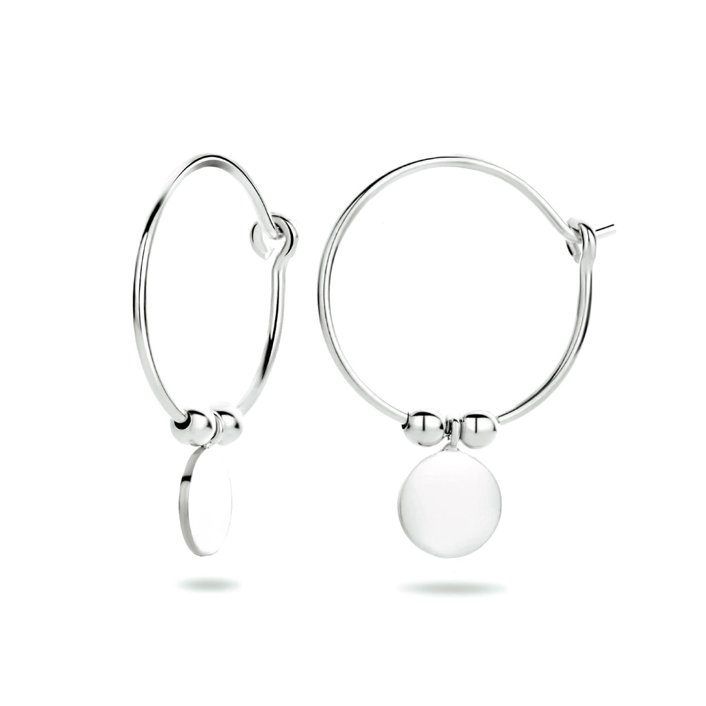 Oorringen rondje bolletjes zilver gerhodineerd