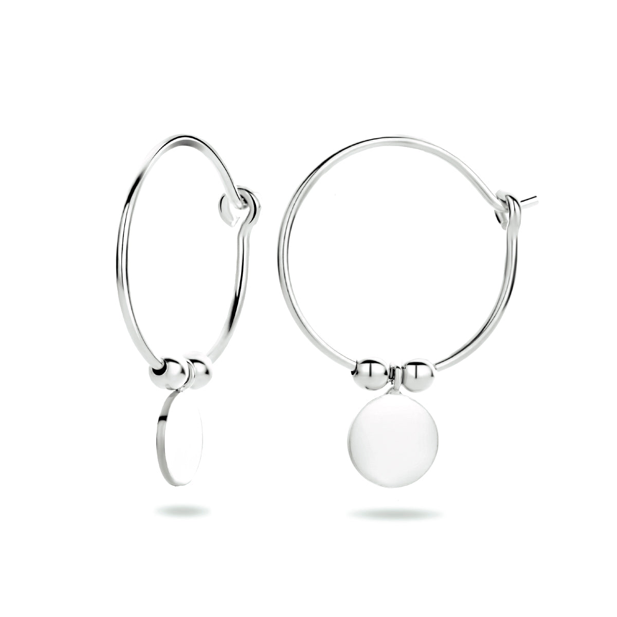 Oorringen rondje bolletjes zilver gerhodineerd