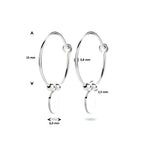 Oorringen rondje bolletjes zilver gerhodineerd