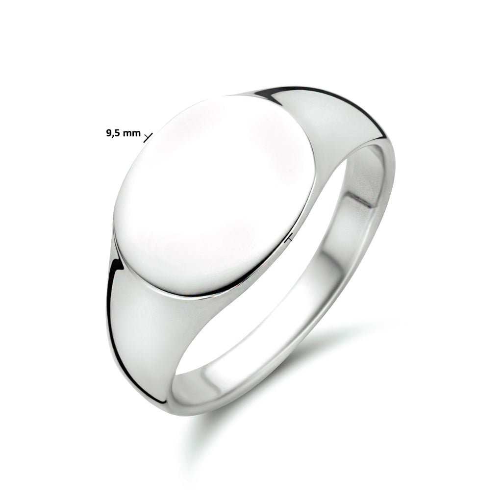 Graveerring ovaal zilver gerhodineerd