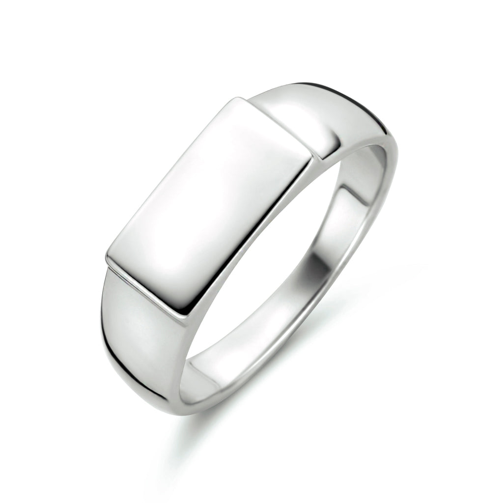 Graveerring rechthoek zilver gerhodineerd