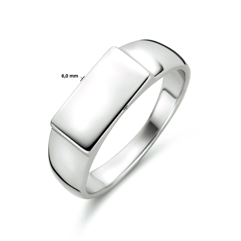 Graveerring rechthoek zilver gerhodineerd