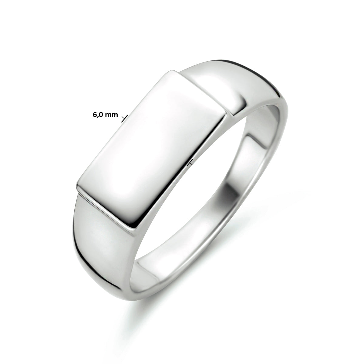 Graveerring rechthoek zilver gerhodineerd